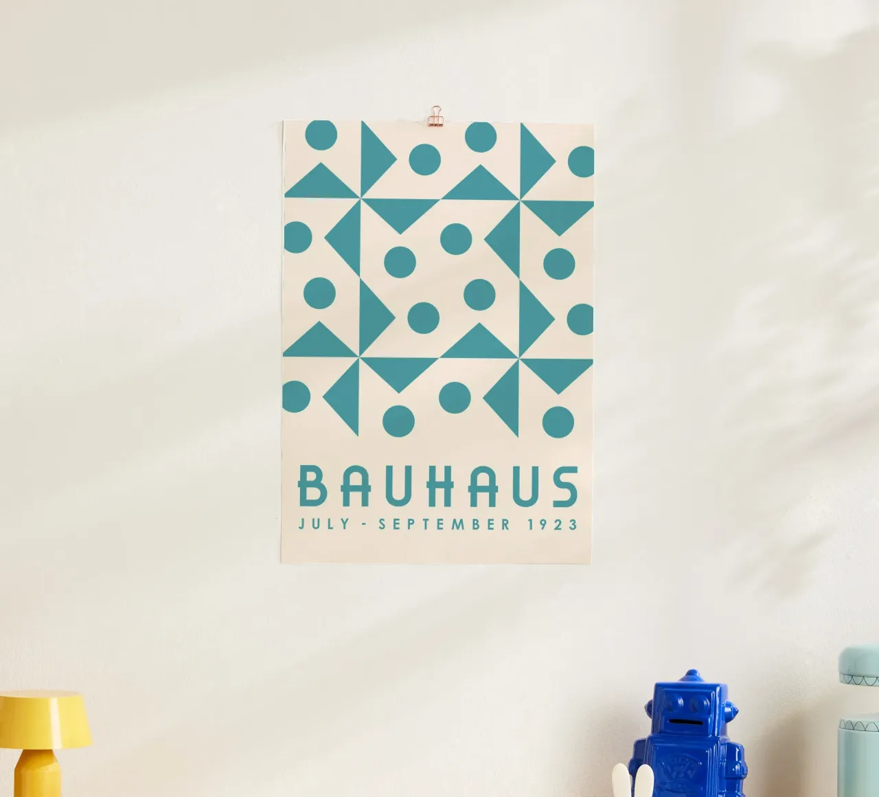 Bauhaus 1923 Geometric Teal Triangle Circle Pattern Art poster da Grungeo