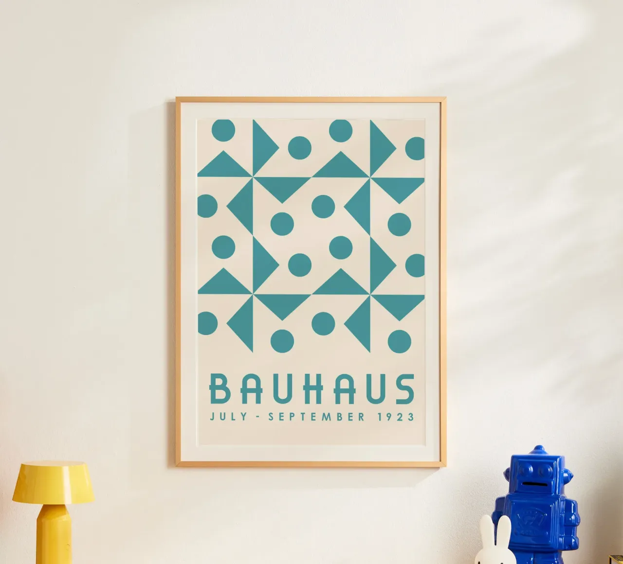 Bauhaus 1923 Geometric Teal Triangle Circle Pattern Art poster da Grungeo