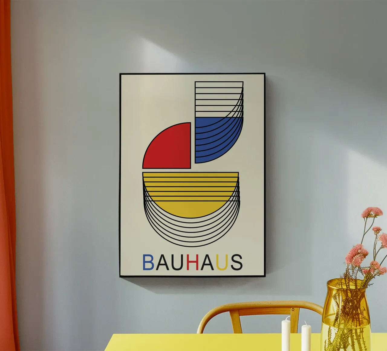 Bauhaus Primaire Kleur Abstracte Compositie | Geometrische Lijn acryl van Grungeo
