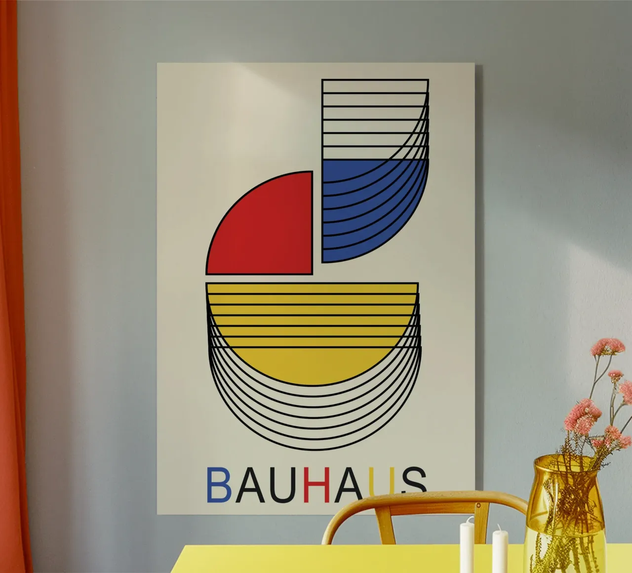 Bauhaus Primaire Kleur Abstracte Compositie | Geometrische Lijn acryl van Grungeo