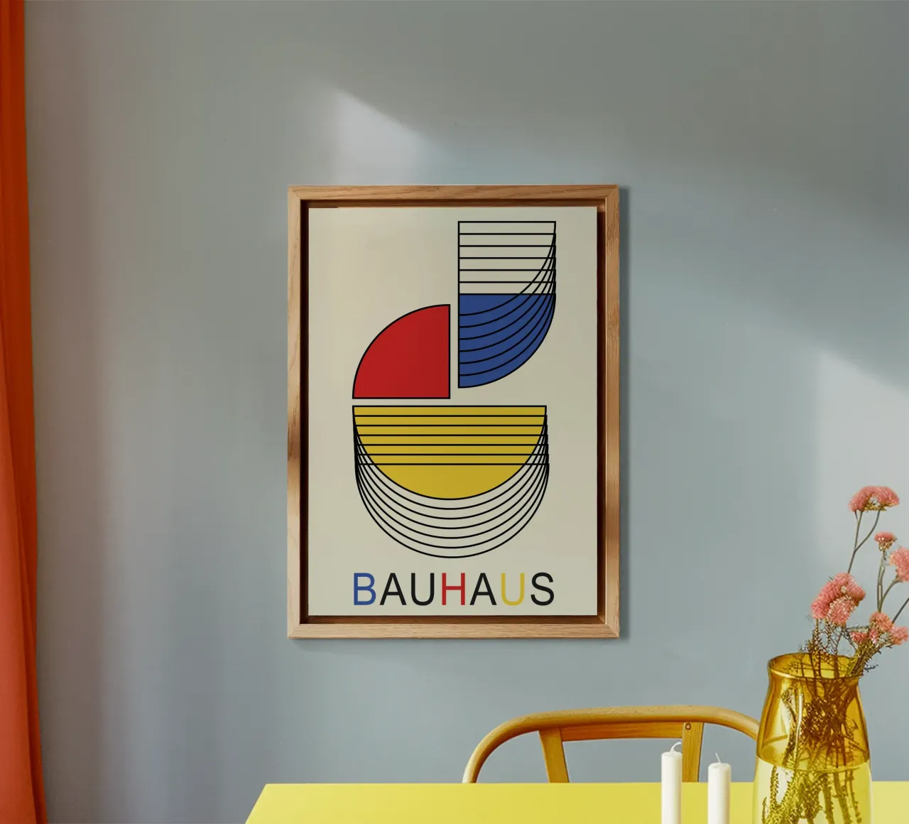 Bauhaus Color Primario Composición Abstracta | Línea Geométrica aluminio dibond de Grungeo