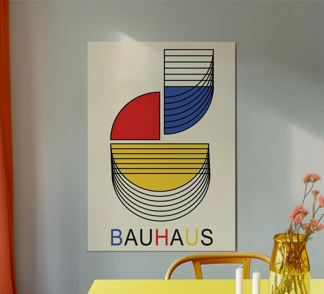 Bauhaus Color Primario Composición Abstracta | Línea Geométrica aluminio dibond de Grungeo