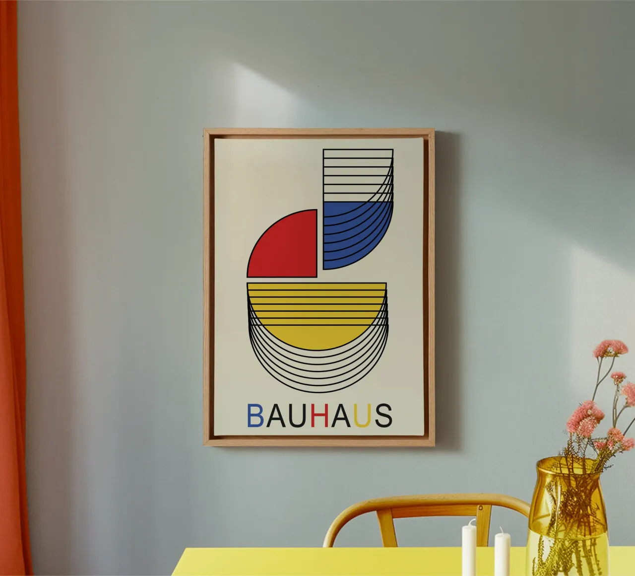 Bauhaus Primary Color Abstract Composition | Geometric Line canvas by Grungeo