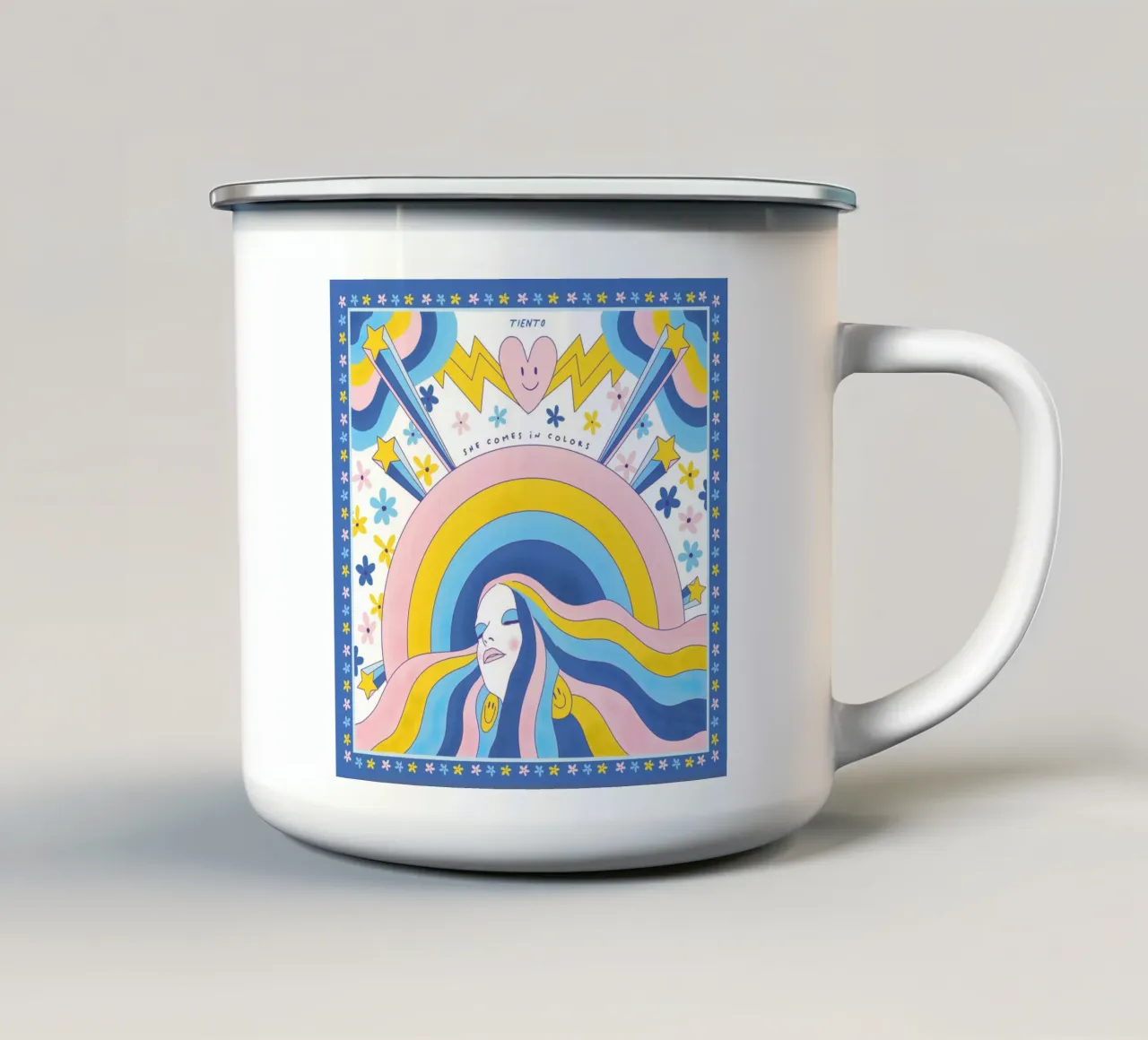 Arcobaleno tazza in smalto da tiento