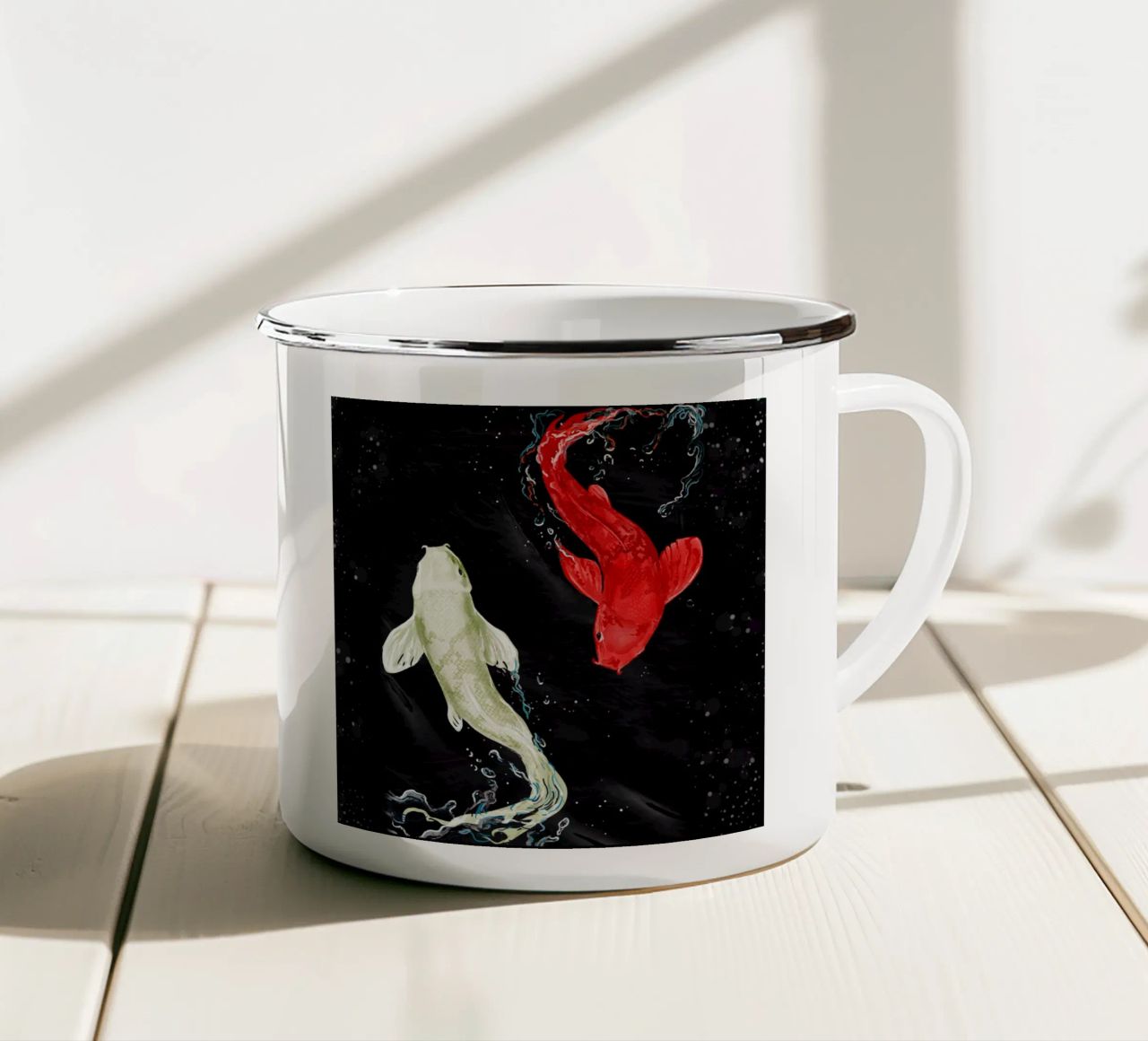 Pesci Koi tazza in smalto da Eva Nev