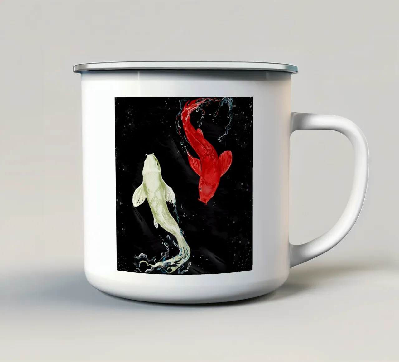 Pesci Koi tazza in smalto da Eva Nev