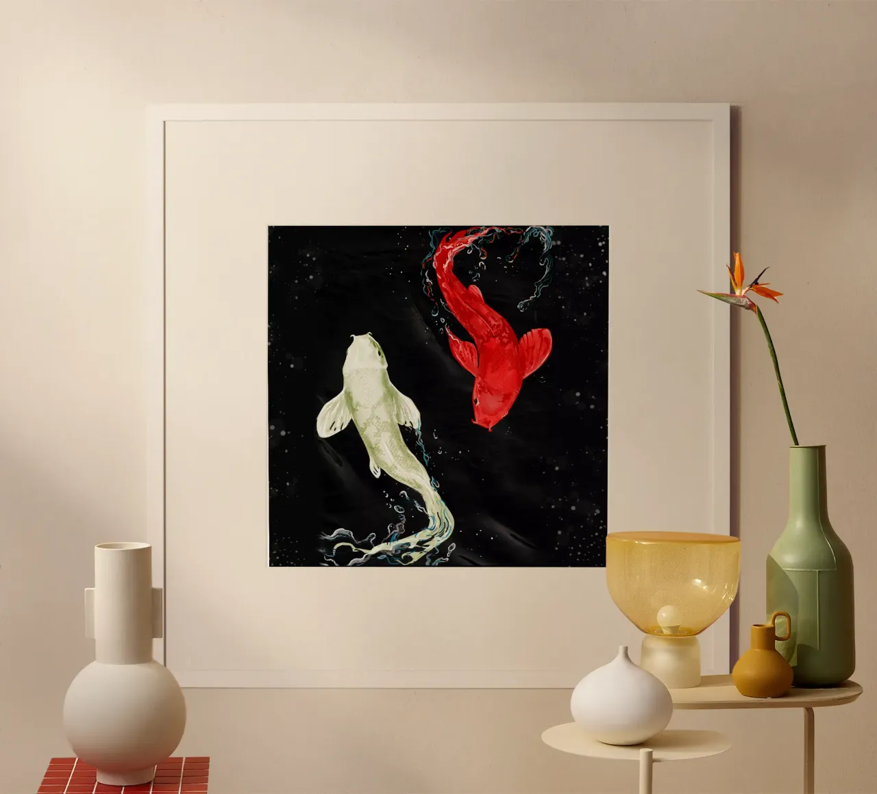 Pesci Koi poster con telaio in plastica da Eva Nev