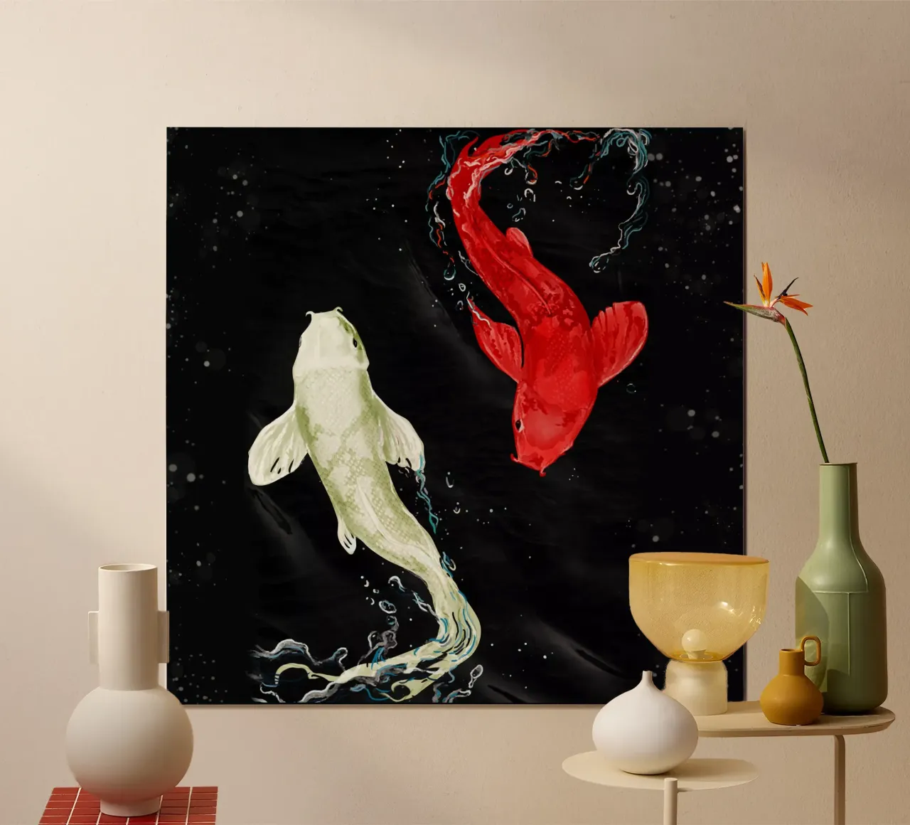 Pesci Koi poster con telaio in plastica da Eva Nev