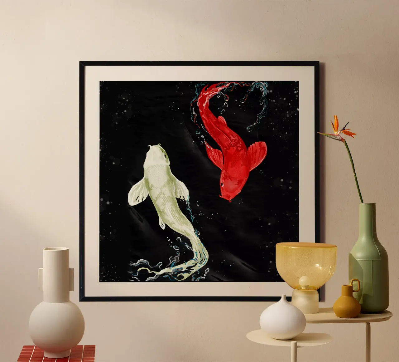 Pesci Koi poster con telaio in plastica da Eva Nev
