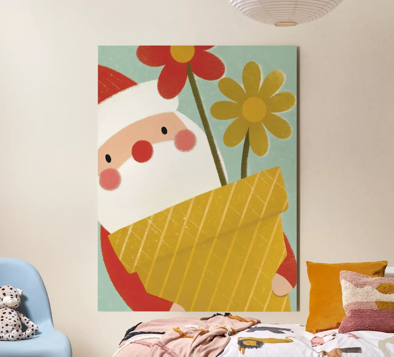 Babbo Natale e i fiori alluminio dibond da LOYAL SHOP