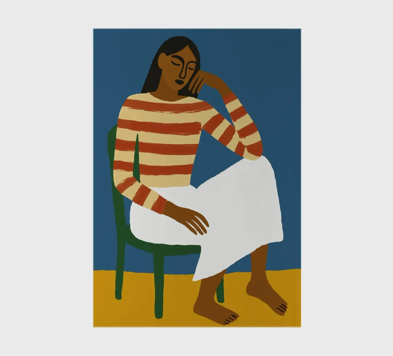 Donna contemplativa con camicia a righe diario da Life of Pie