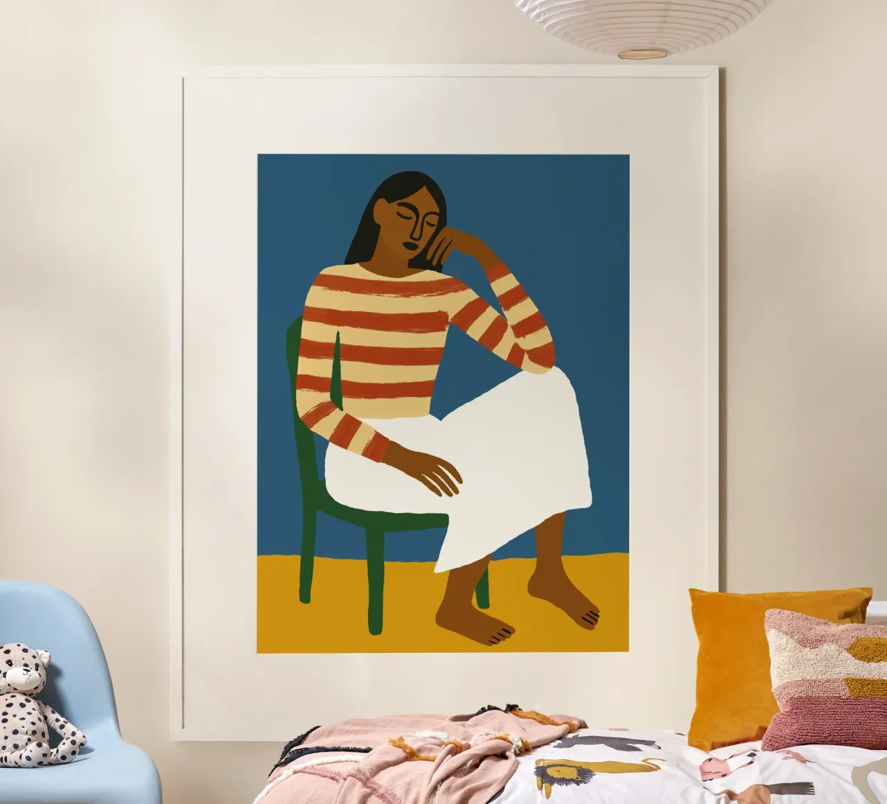 Donna contemplativa con camicia a righe poster da Life of Pie