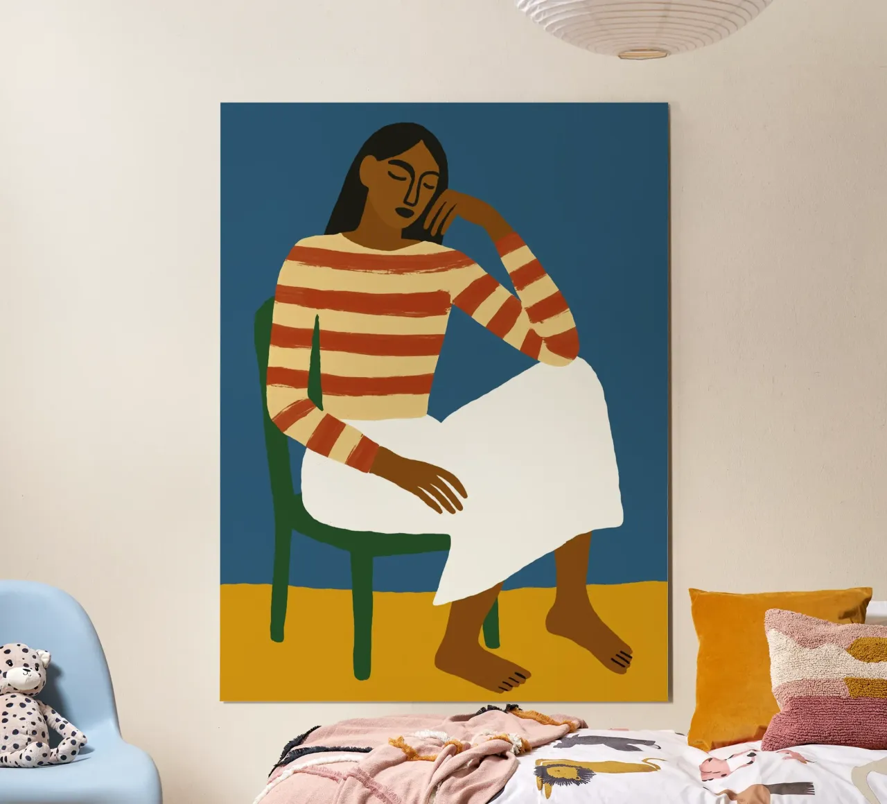 Donna contemplativa con camicia a righe poster da Life of Pie