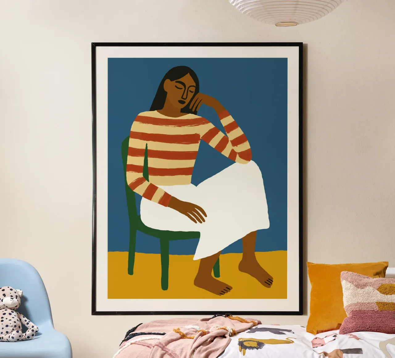 Donna contemplativa con camicia a righe poster da Life of Pie