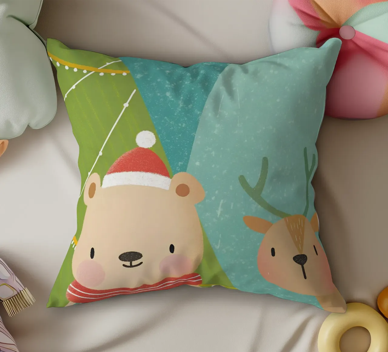Orso e cervo di Natale cuscino da LOYAL SHOP