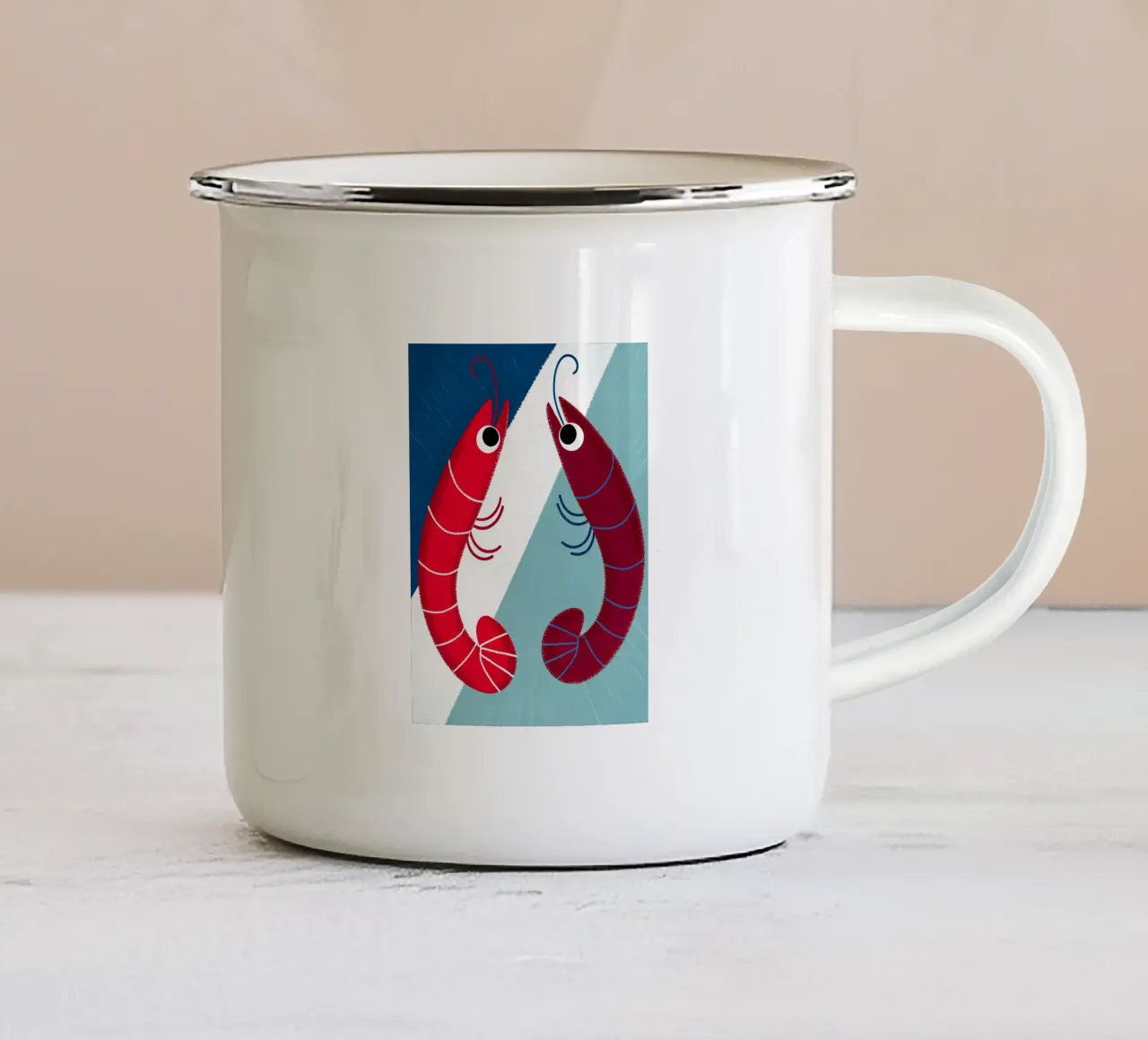 Due gamberi tazza in smalto da LOYAL SHOP