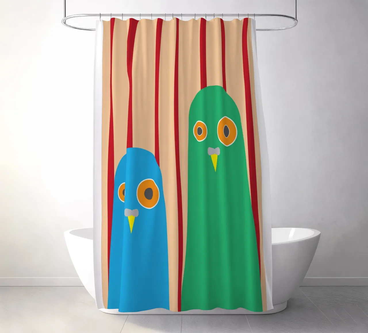 coppia di colombe in gabbia tenda da doccia da Toolee