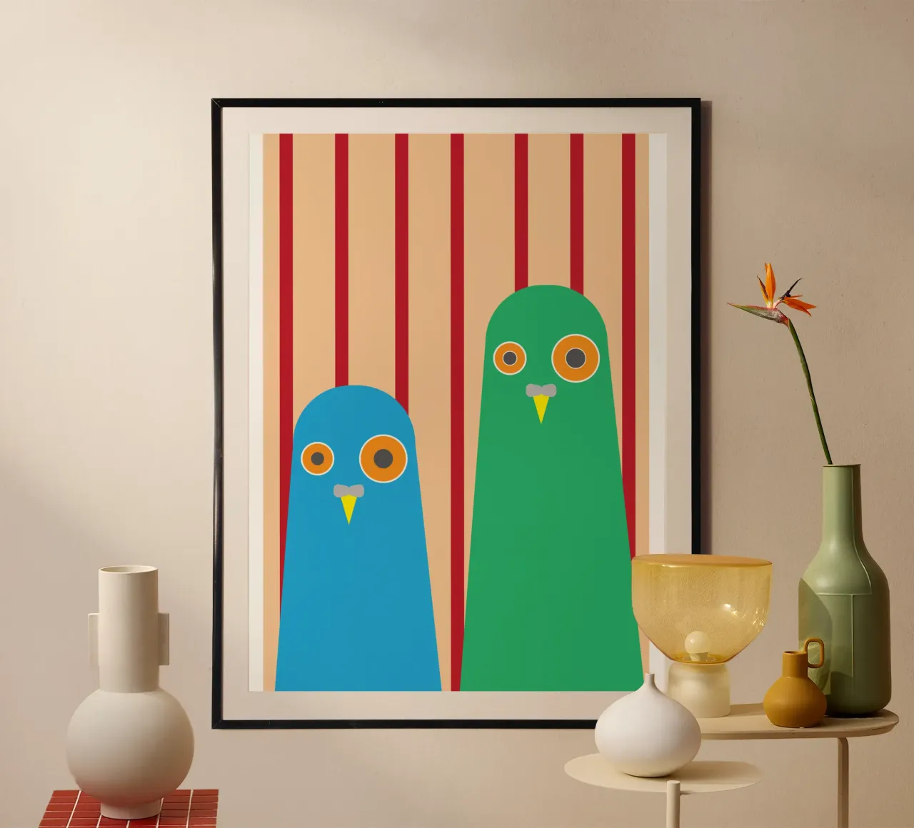 coppia di colombe in gabbia poster da Toolee