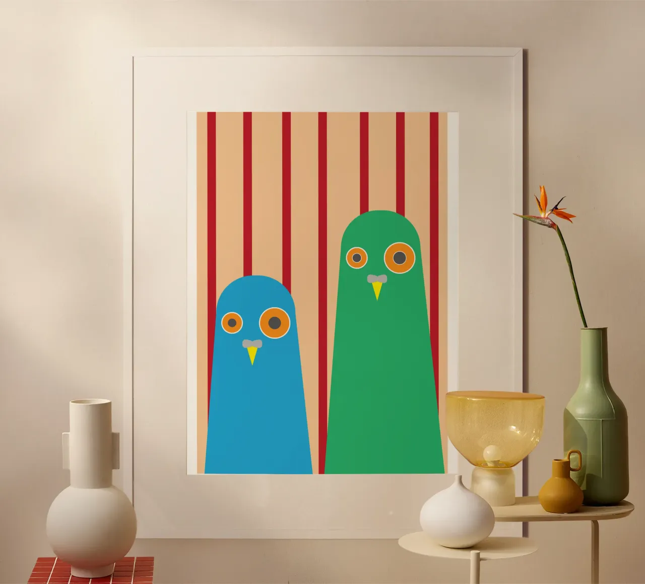 coppia di colombe in gabbia poster da Toolee