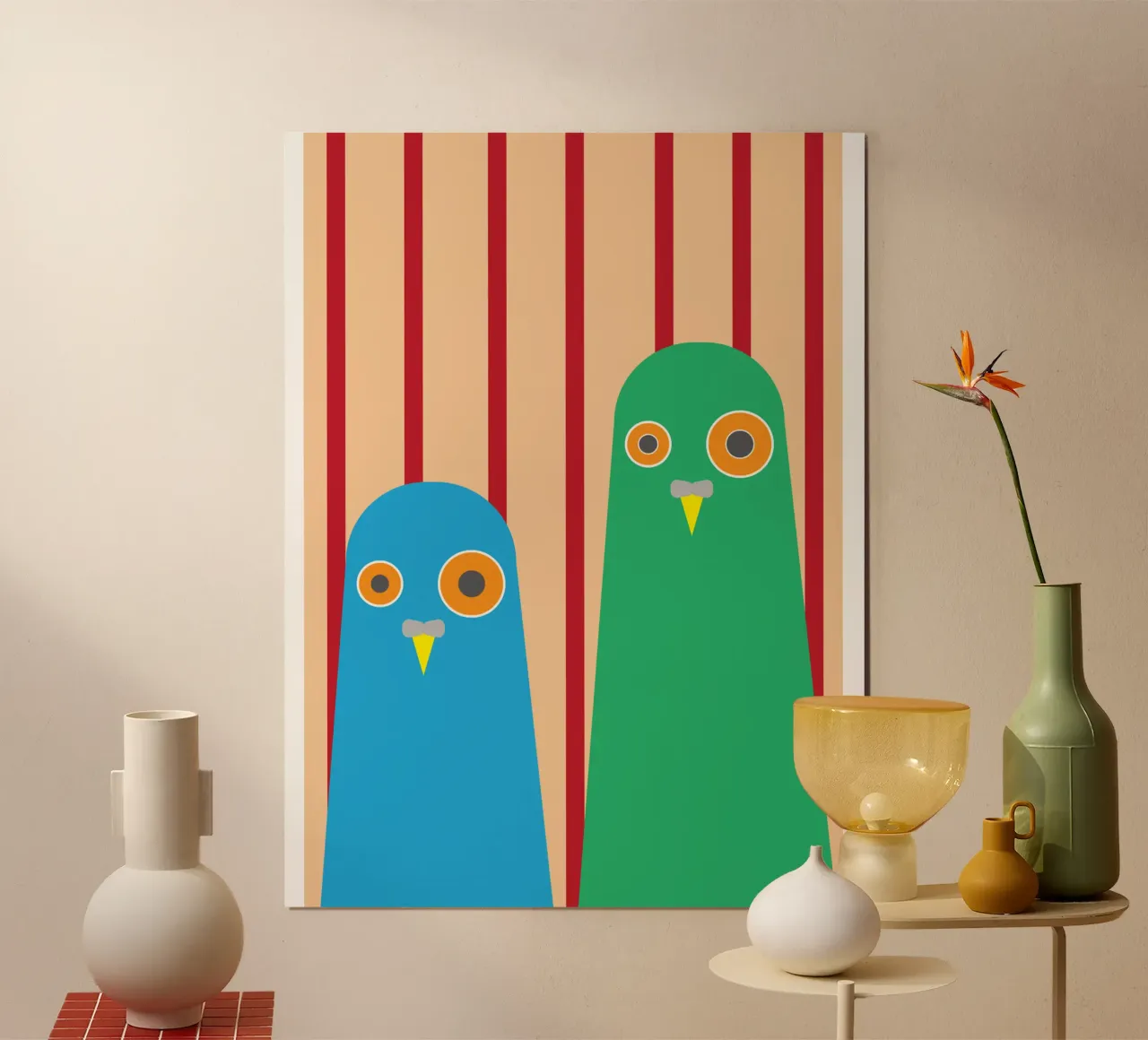 coppia di colombe in gabbia poster da Toolee