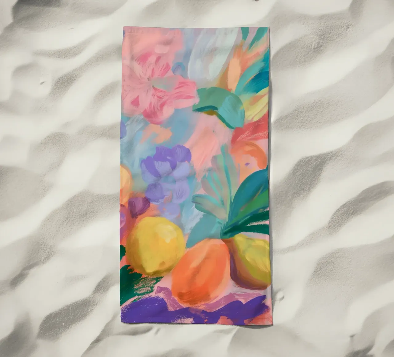 Fantasticherie sulla frutta botanica telo mare da Carina Pop & Pastell