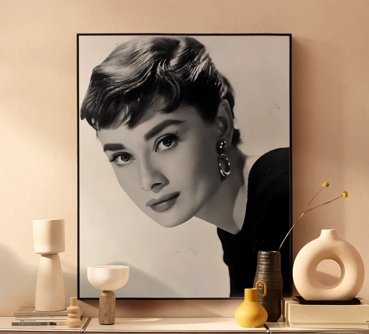 Ritratto iconico di Audrey Hepburn alluminio dibond da Galery Vintage