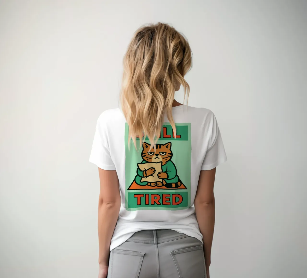 gatto divertente ancora stanco t-shirt da xandrax