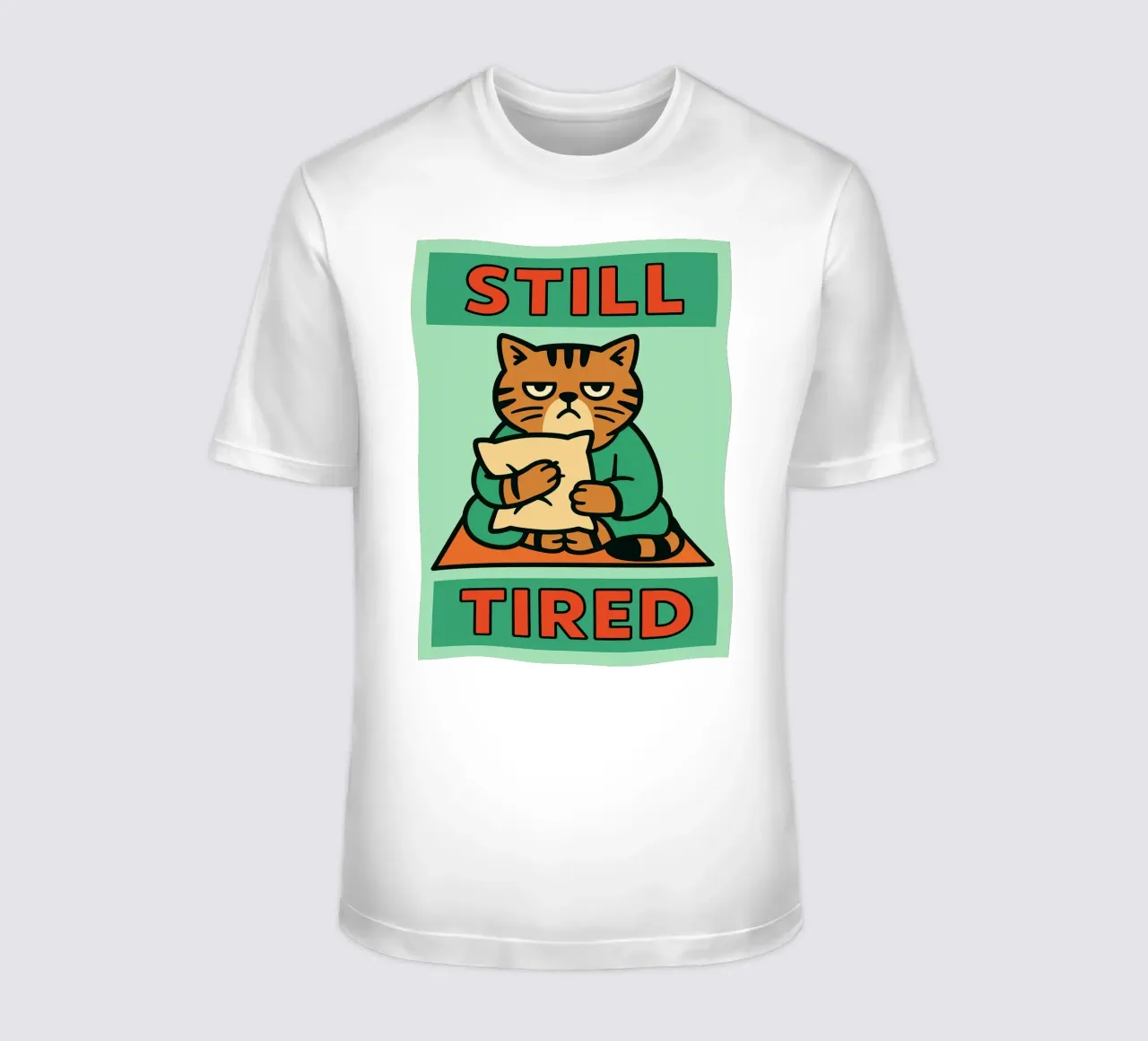 gatto divertente ancora stanco t-shirt da xandrax