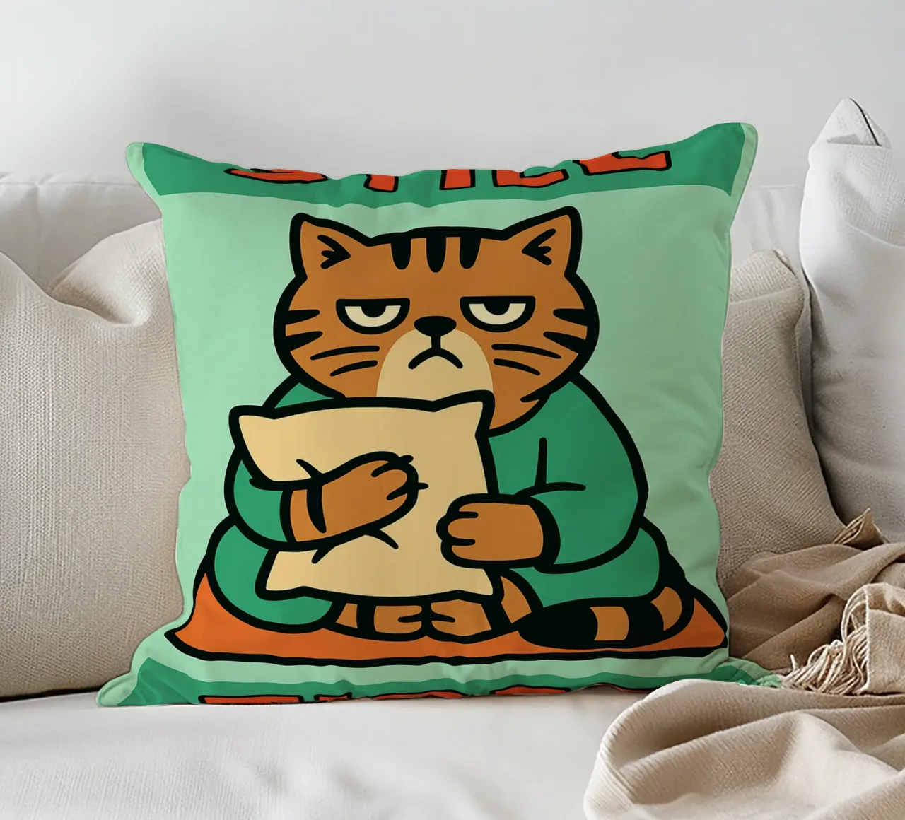 gatto divertente ancora stanco cuscino da xandrax