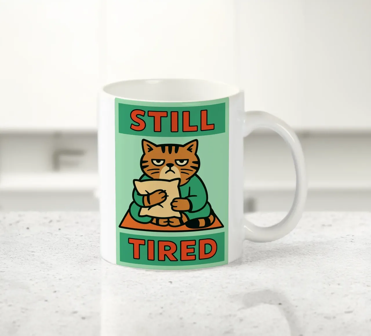 gatto divertente ancora stanco tazza in ceramica da xandrax
