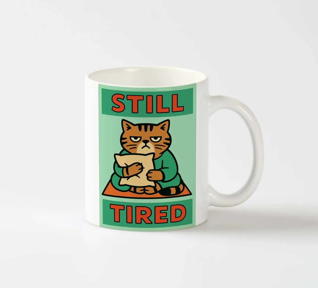 gatto divertente ancora stanco tazza in ceramica da xandrax
