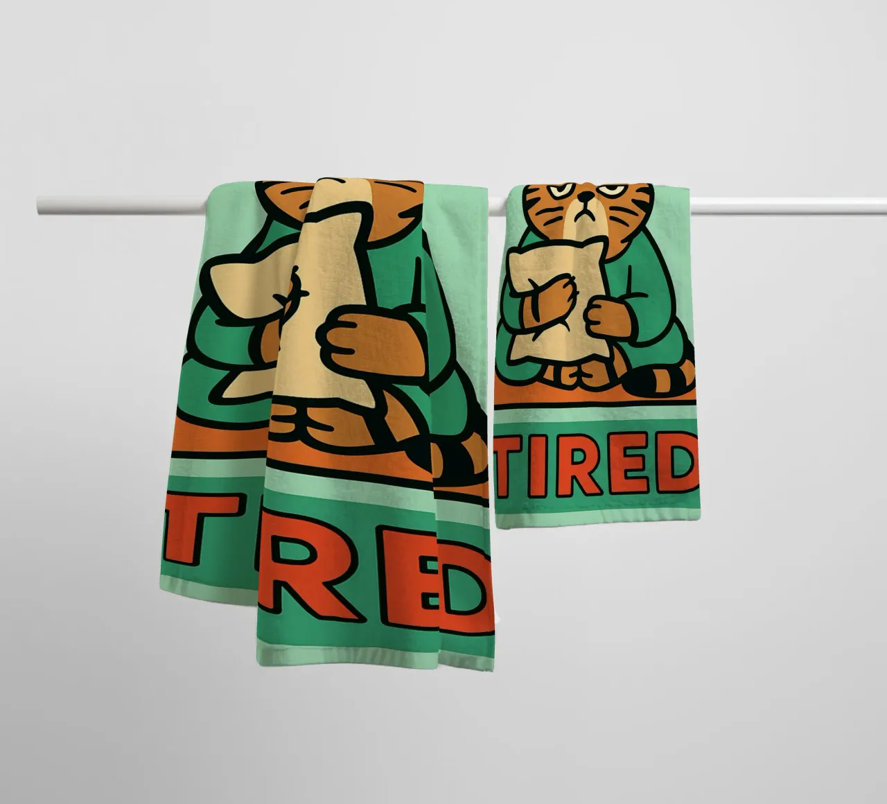 still tired funny cat towel by xandrax