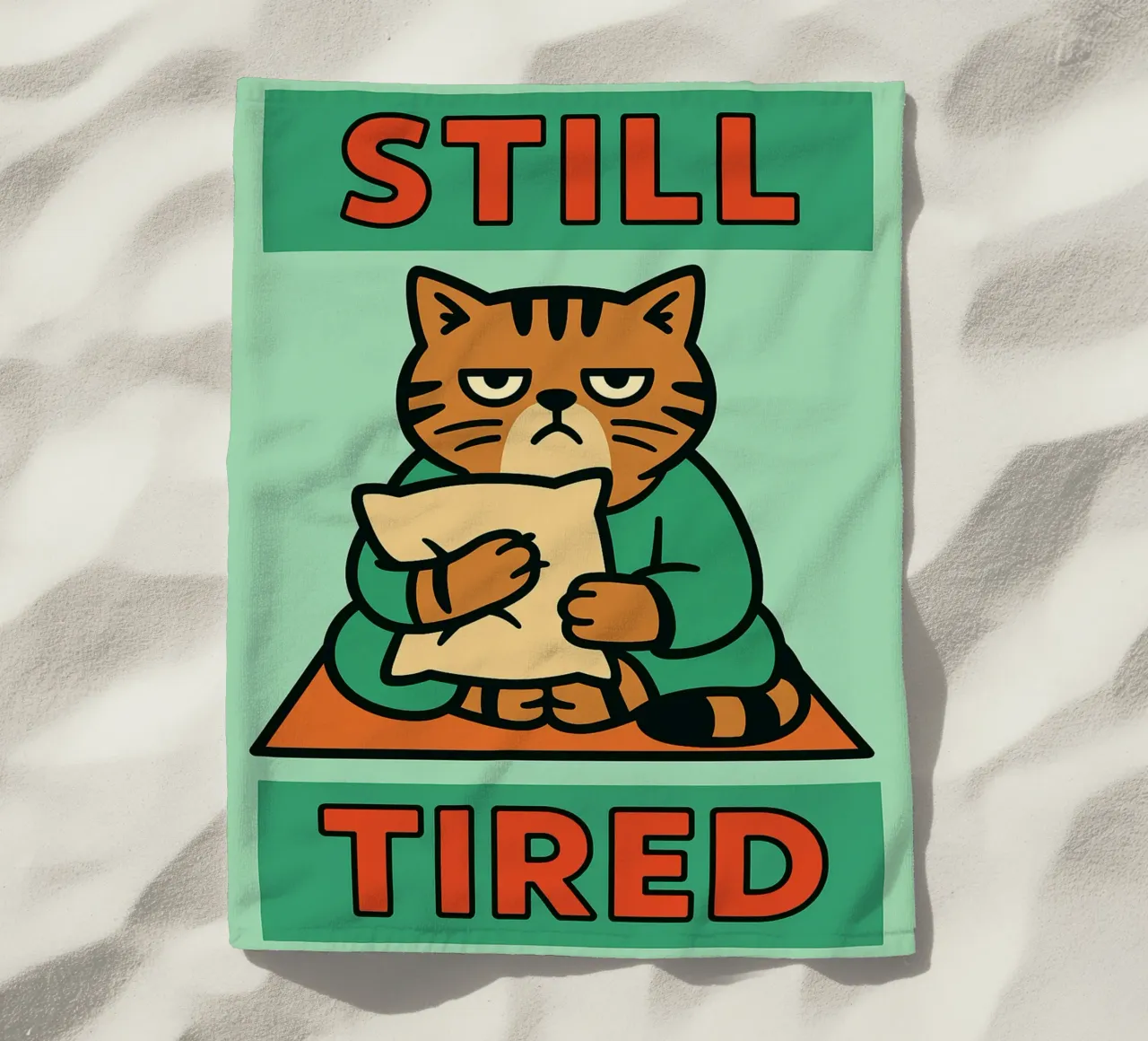 gatto divertente ancora stanco telo mare da xandrax