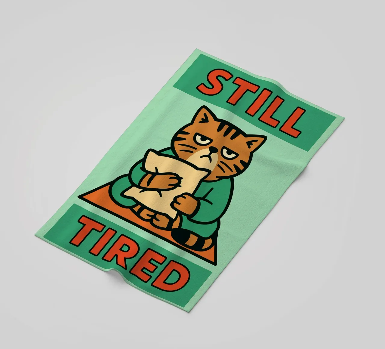 gatto divertente ancora stanco telo mare da xandrax