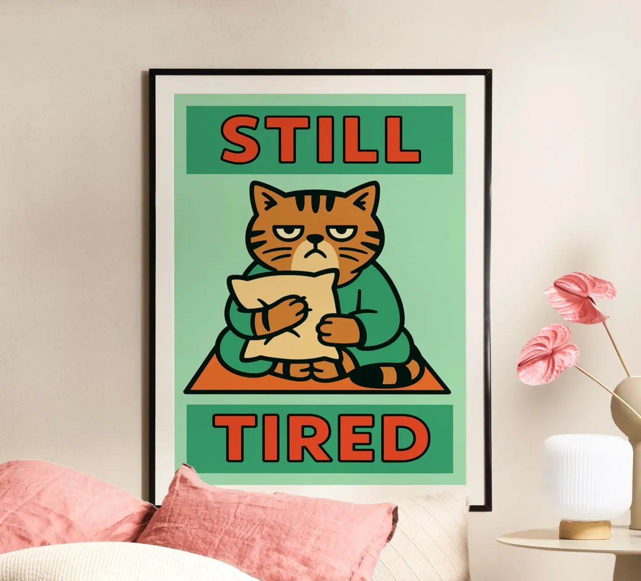 gatto divertente ancora stanco carta hahnemühle da xandrax