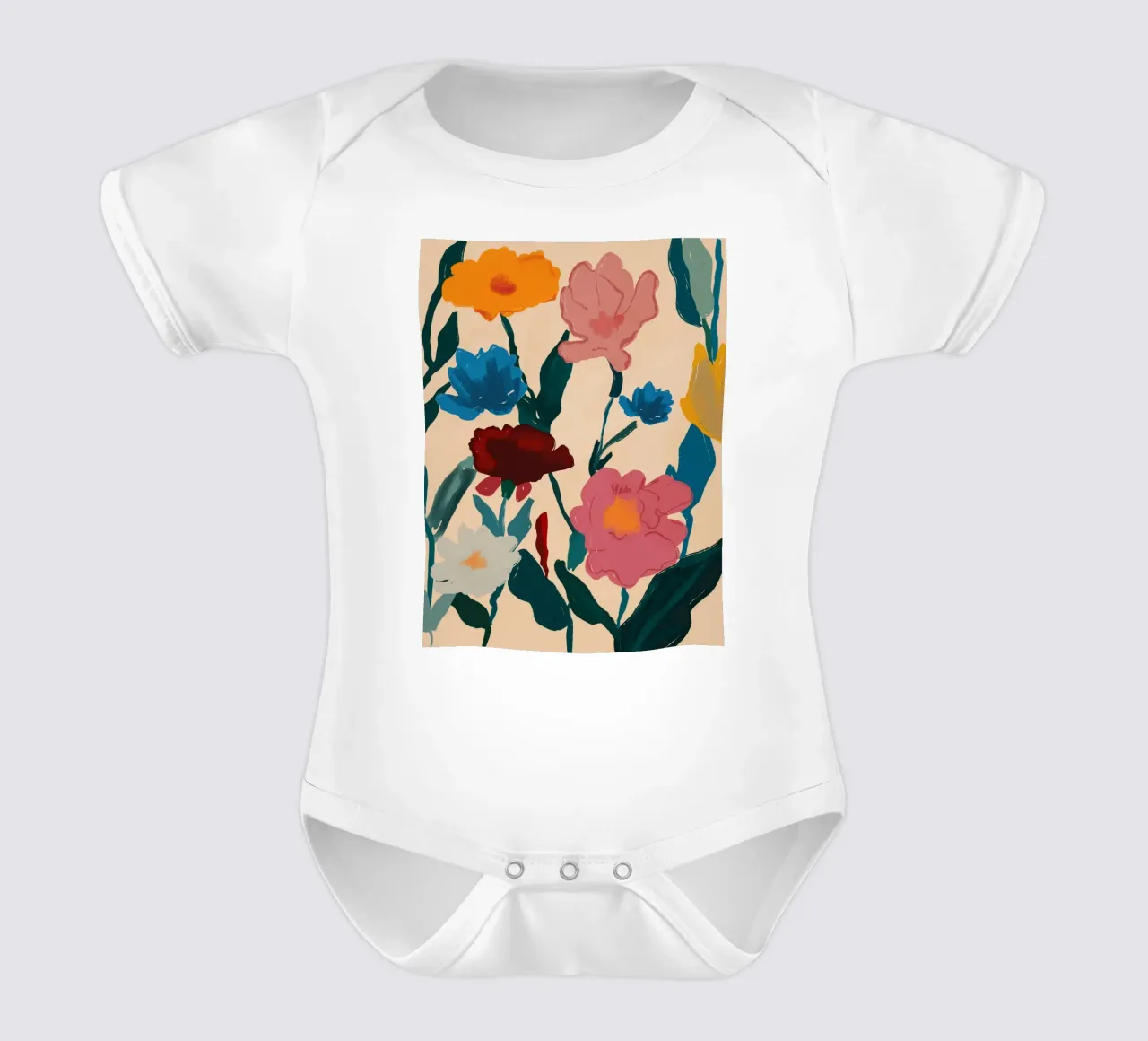 Fioritura a colori body neonato maniche corte da M.A.Z.U.N.
