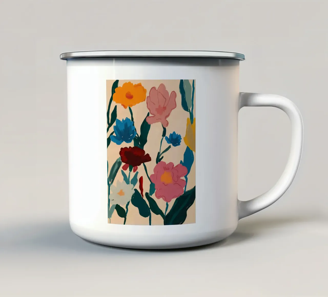 Fioritura a colori tazza in smalto da M.A.Z.U.N.