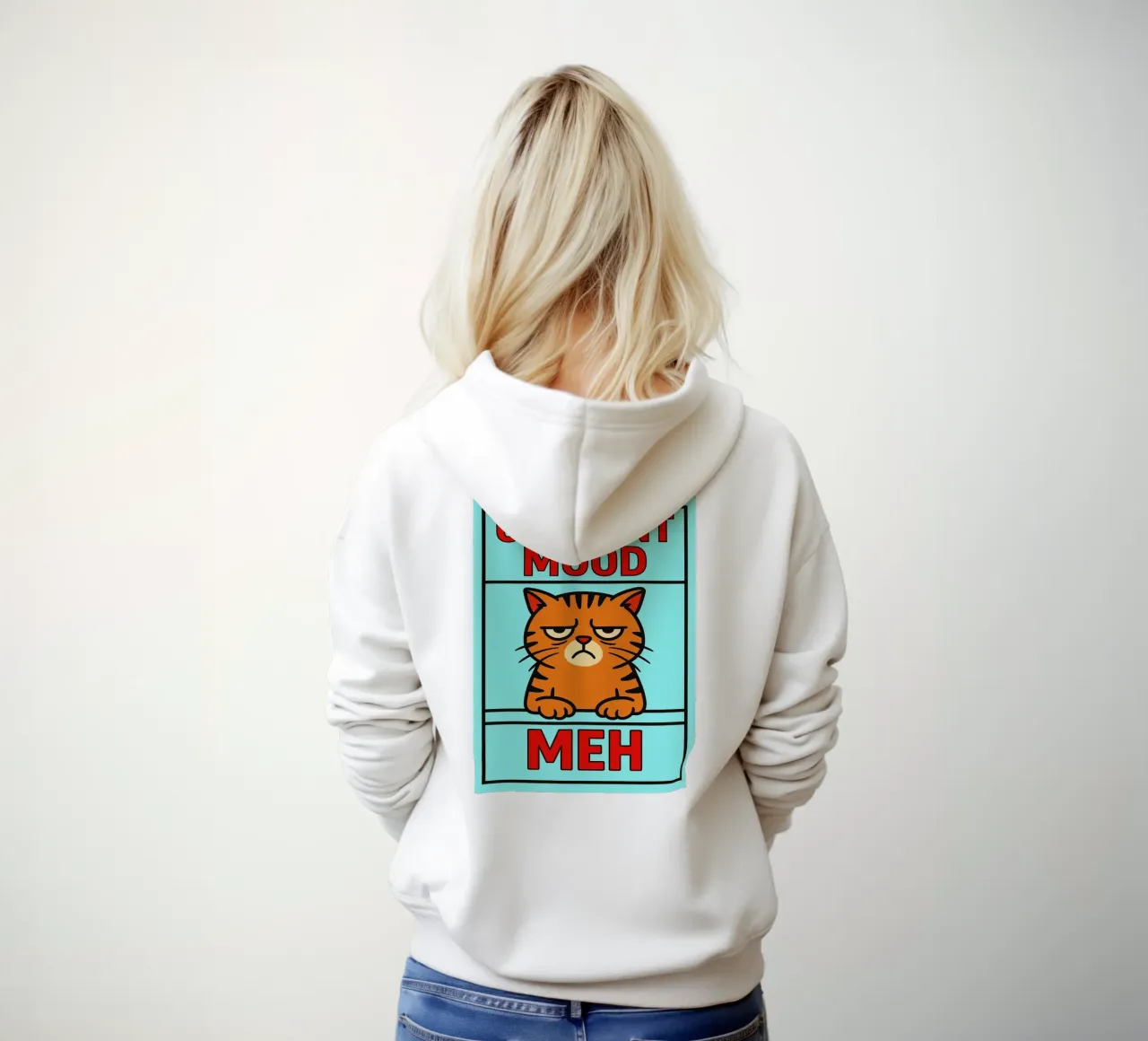 umore attuale meh gatto divertente felpa con cappuccio da xandrax