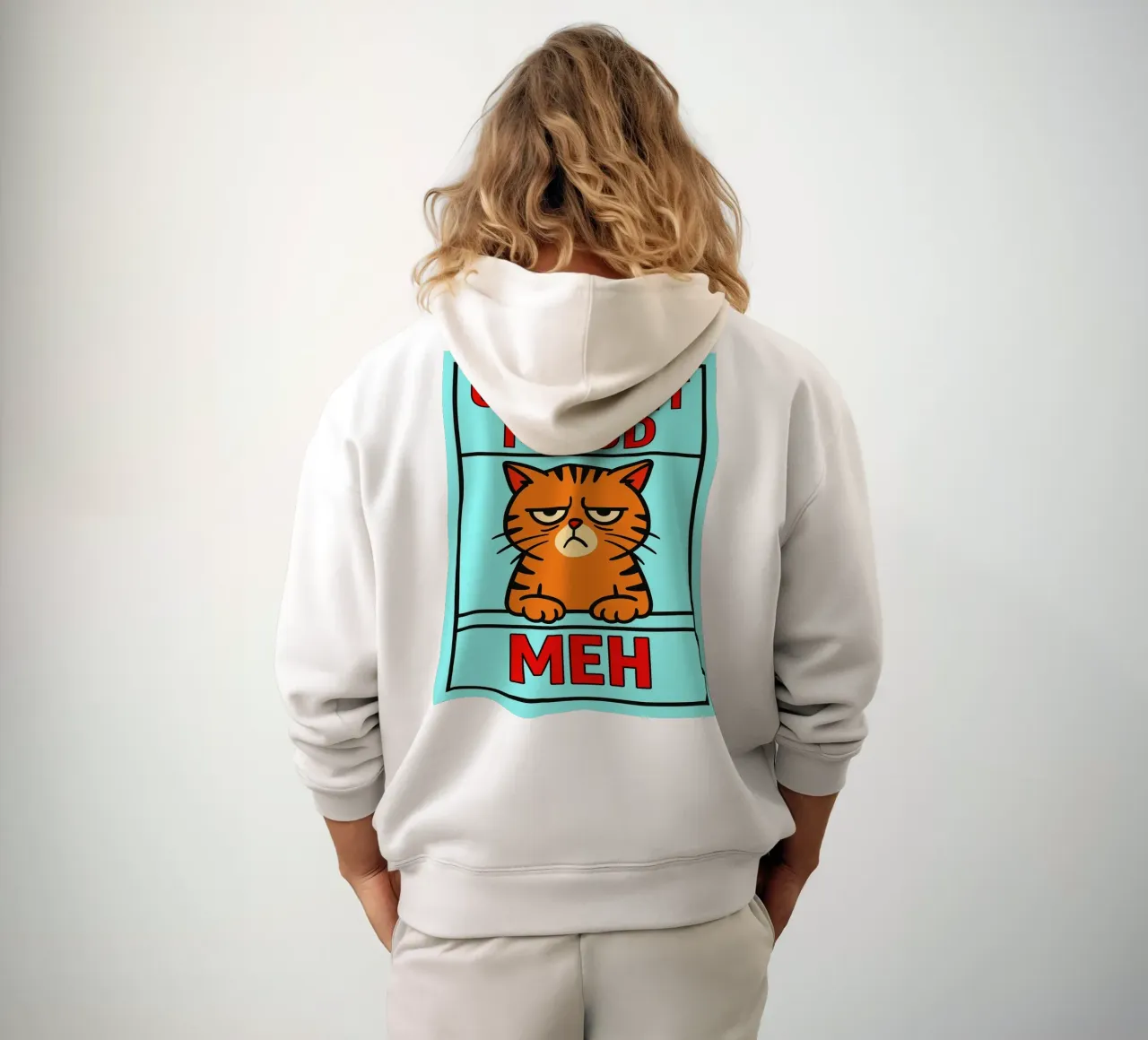 umore attuale meh gatto divertente felpa con cappuccio da xandrax