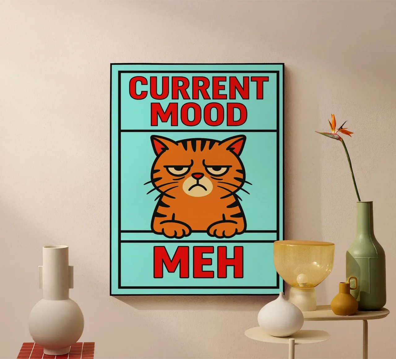 umore attuale meh gatto divertente plexiglass da xandrax