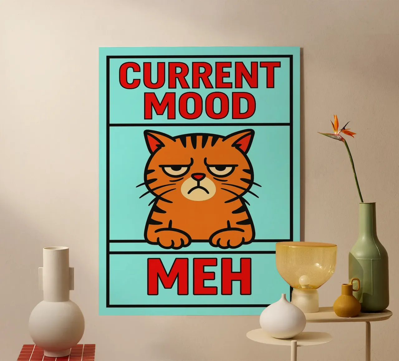 umore attuale meh gatto divertente plexiglass da xandrax
