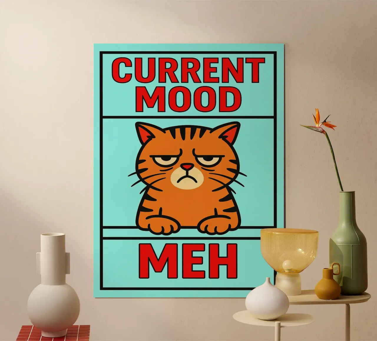 umore attuale meh gatto divertente poster da xandrax