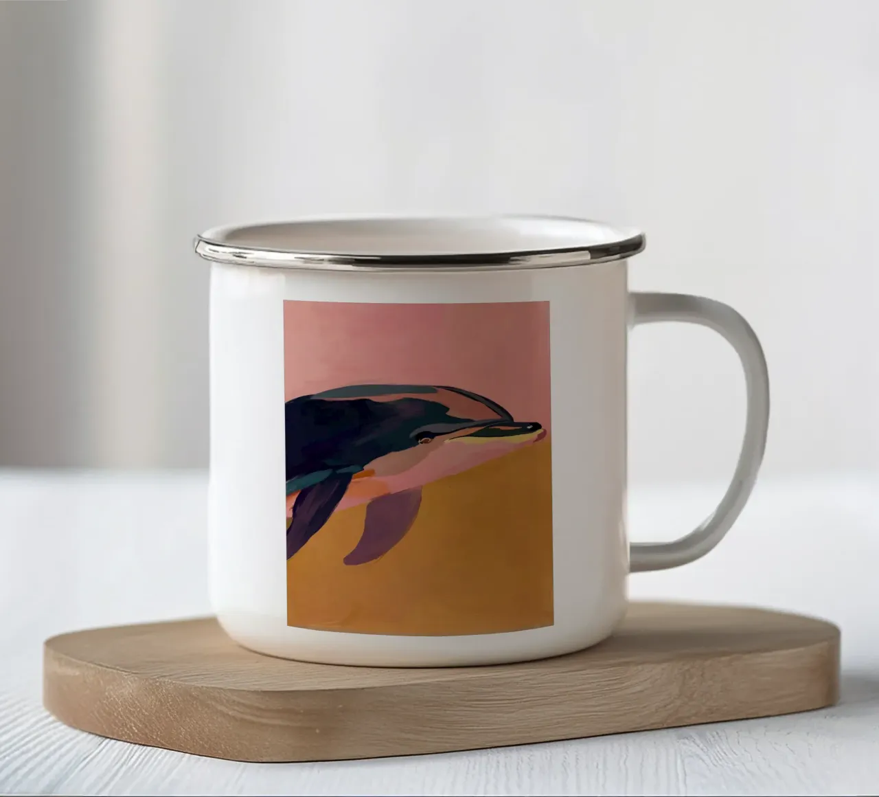 Delfino astratto tazza in smalto da M.A.Z.U.N.