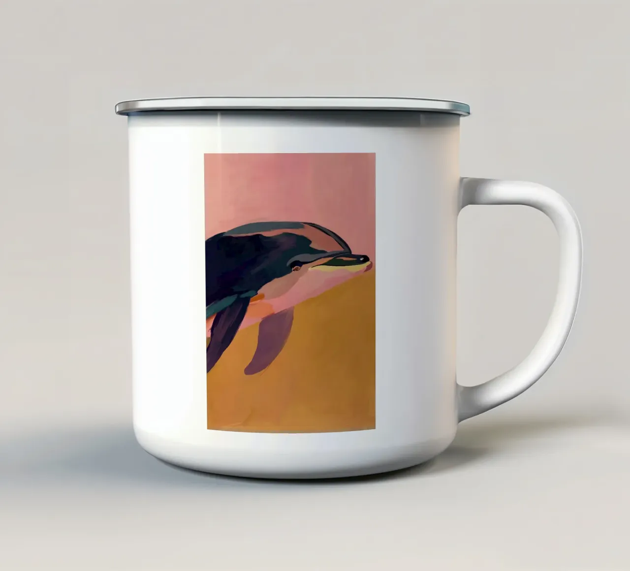 Delfino astratto tazza in smalto da M.A.Z.U.N.