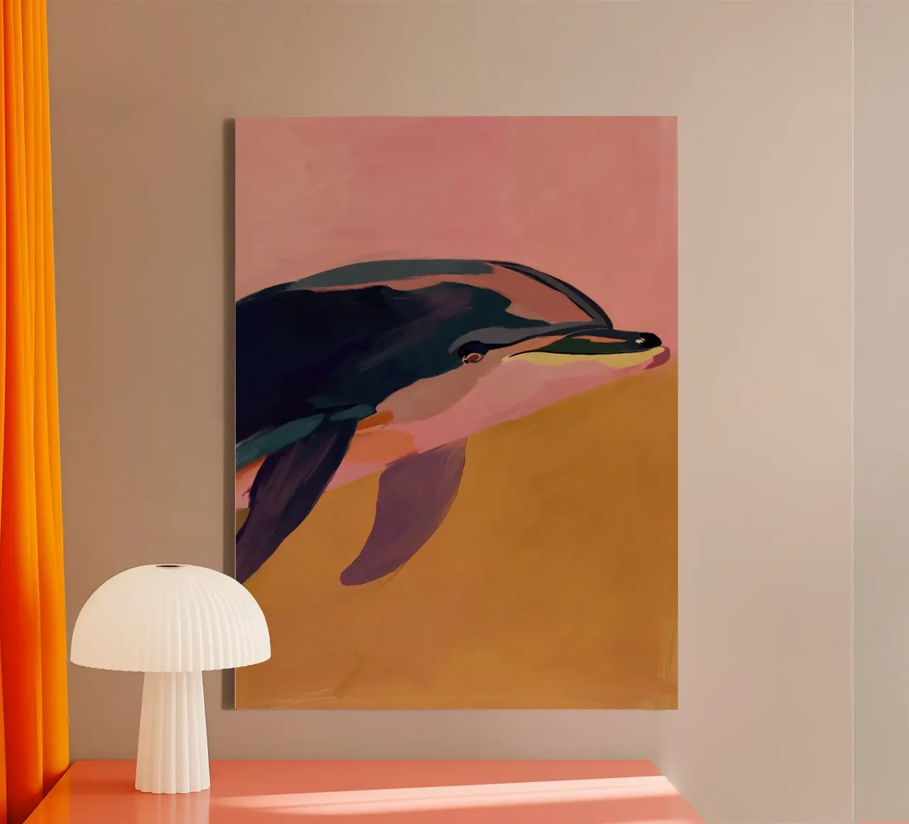 Abstracte dolfijn canvas van M.A.Z.U.N.