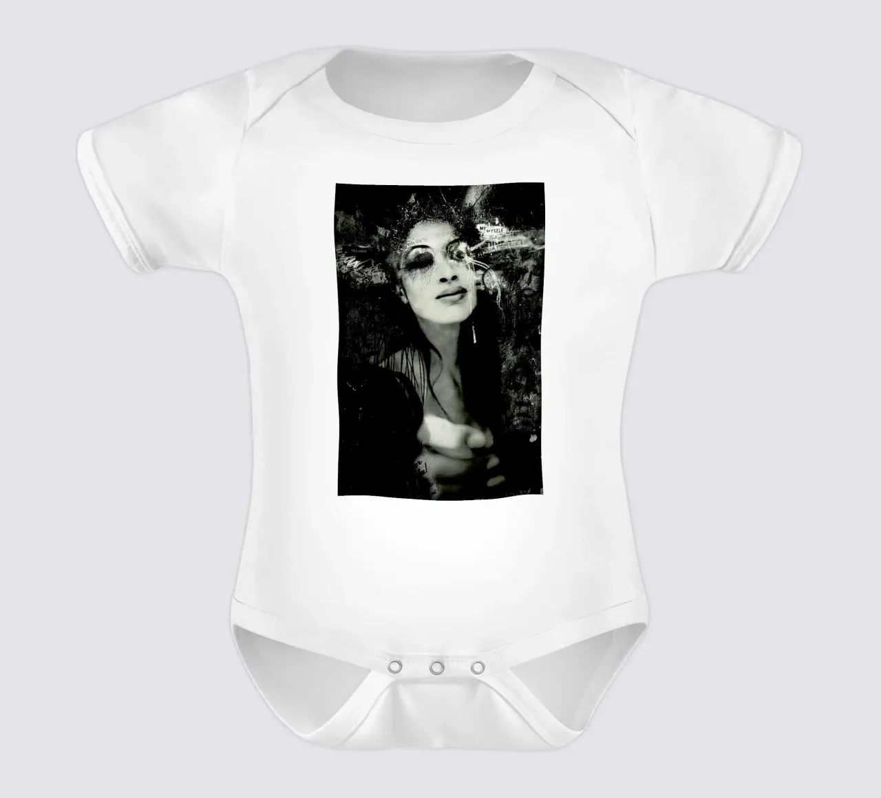 Love is Strange short-sleeve baby romper by Sandrine Pagnoux