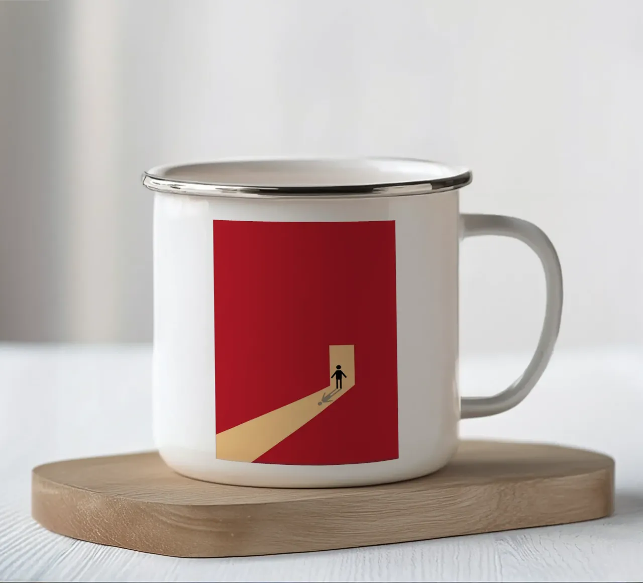 ombra di uomo davanti alla porta tazza in smalto da Toolee