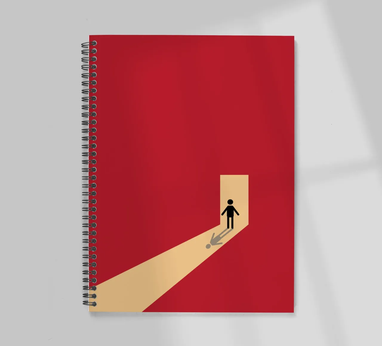 man shadow in front the door spiral notebook by Toolee