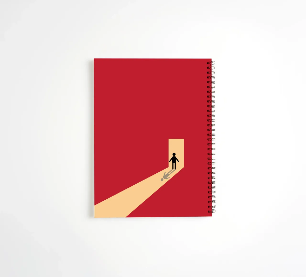 man shadow in front the door spiral notebook by Toolee
