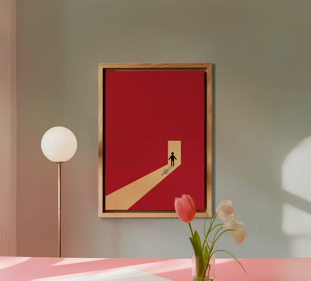 man shadow in front the door alu-dibond by Toolee